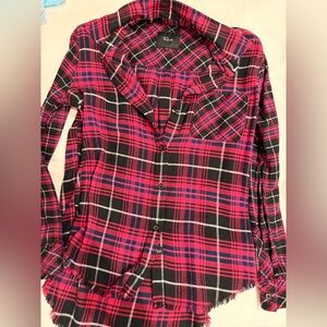Rails Pink and Black Plaid Shirt